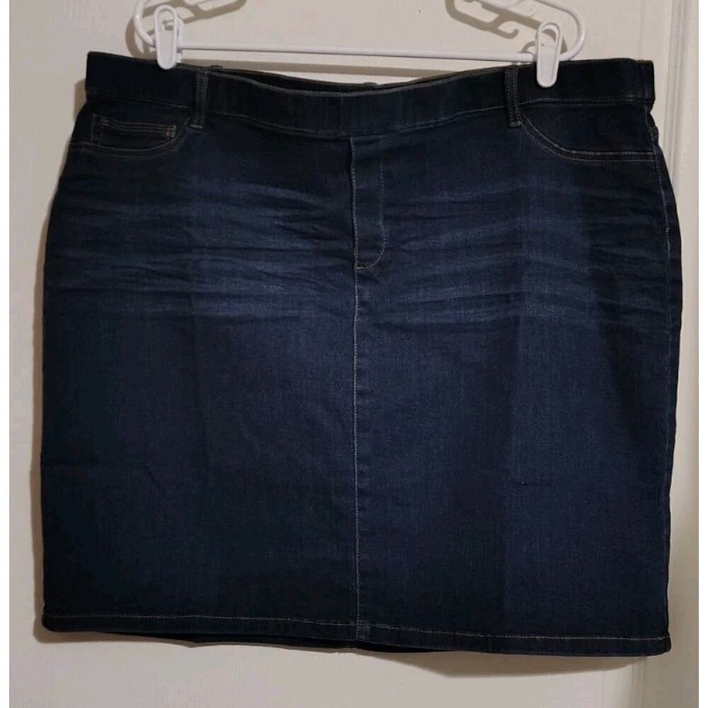 J.Jill Denim Jeans Skirt Plus Size 3X Woman's Dark Blue Short Mini New Stretchy